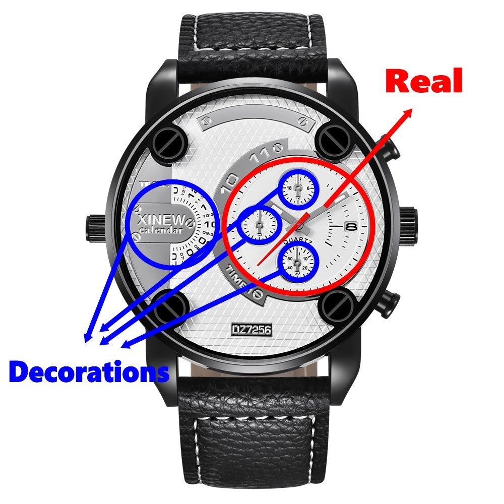 Mens Big   Watches Fashion Leather Date Gifts Wristwatch