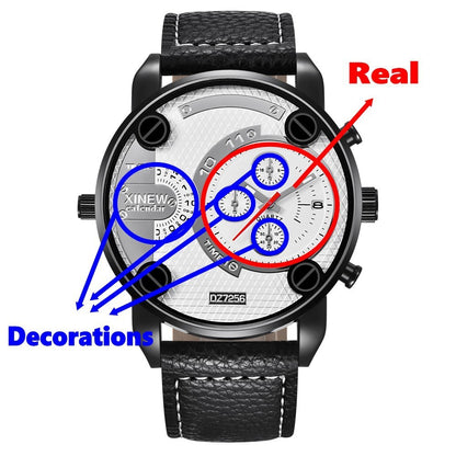 Mens Big   Watches Fashion Leather Date Gifts Wristwatch