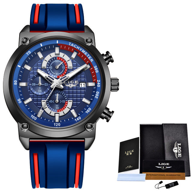 Creative Design Blue Watches Men Luxury Quartz Wristwatch Stainless Steel Chronograph Sport Men Watch Relogio Masculino