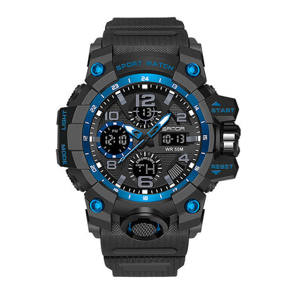 Men Dual Display Quartz Sports Watches Multi-Function Waterproof Male Stopwatch Wristwatch