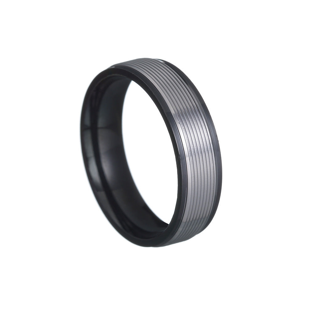 Jewelry 6mm Multicolor Threaded Titanium Steel Ring For Men