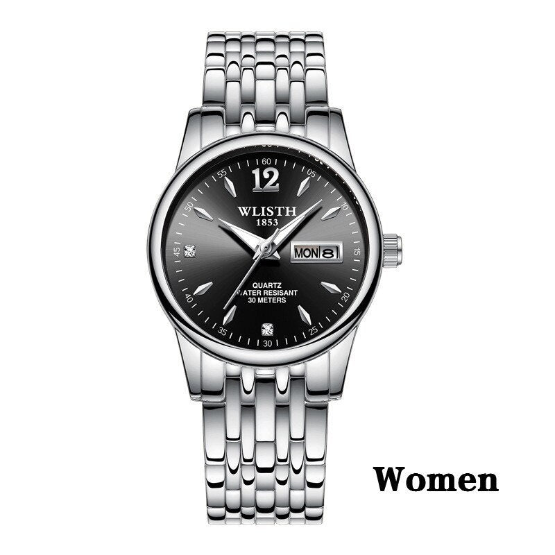 Women Dress Watch Rose Gold Stainless Steel WLISTH Brand Fashion Ladies Wristwatch Week Date Quartz Clock Female Luxury Watches