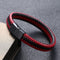 Black buckle red leather