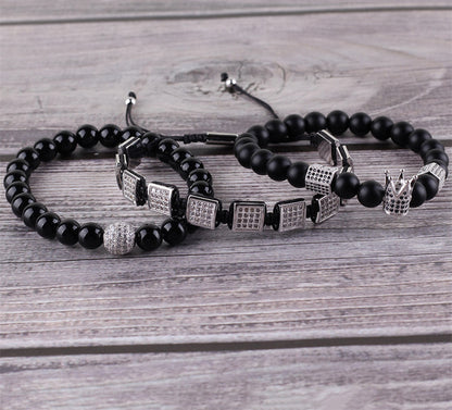 3pcs/set natural stone beads men bracelet set