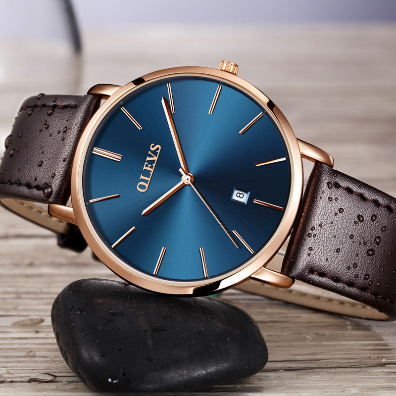 Fashion Casual Watch Men Luxury Brand Mens Watches Leather Sport Waterproof Auto Date Quartz Wristwatch