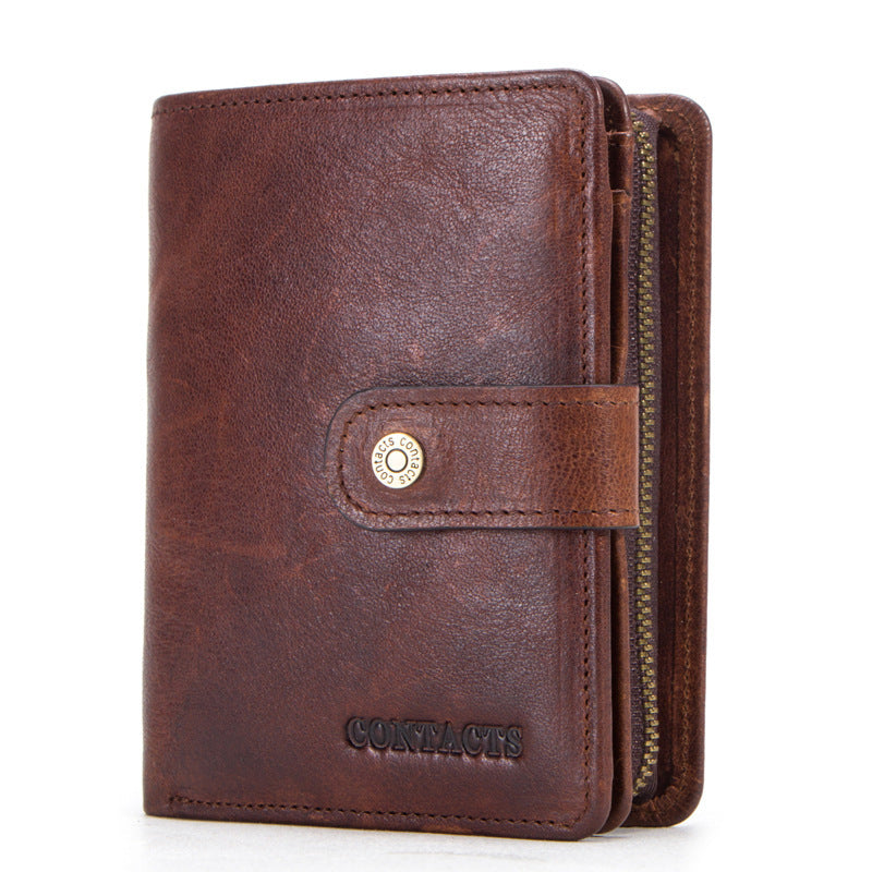 Multifunctional Men's Wallet Pure Cowhide Leather