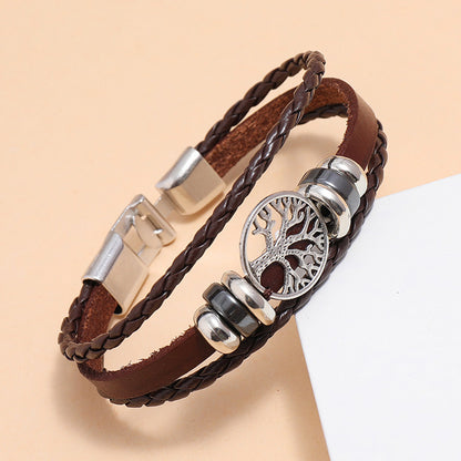 Men Personality Lucky Tree Braided Bracelet