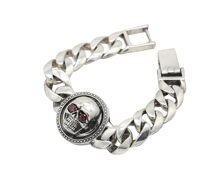 Sterling Silver Ornament S925 Vintage Thai Silver Fashion Hipster Bracelet For Men