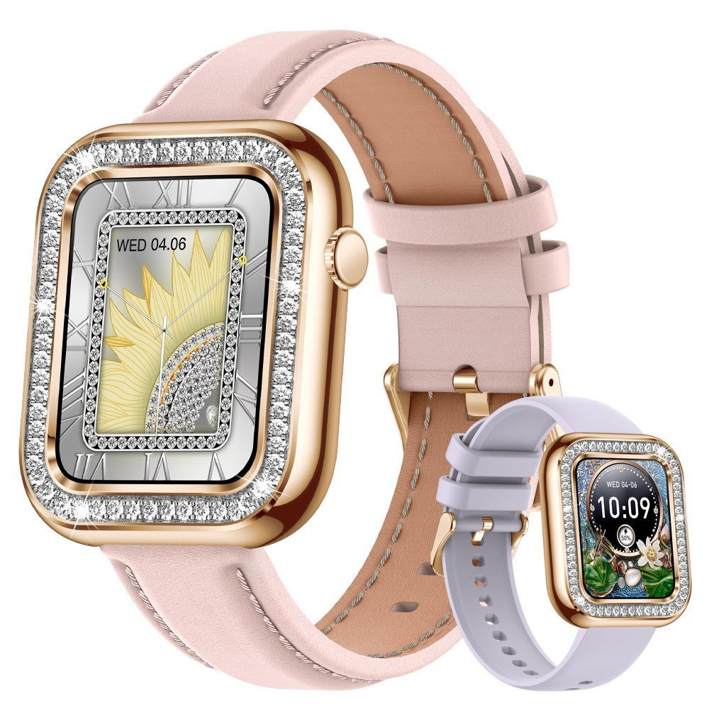 New Square Fashion Women Smart Wristwatch Diamond Waterproof